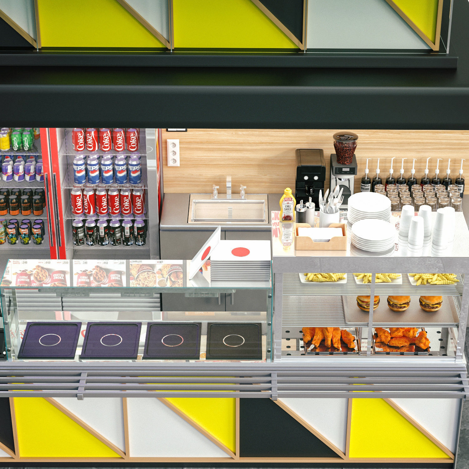 Fastfood and Coffee Kiosk 4 3D model_2