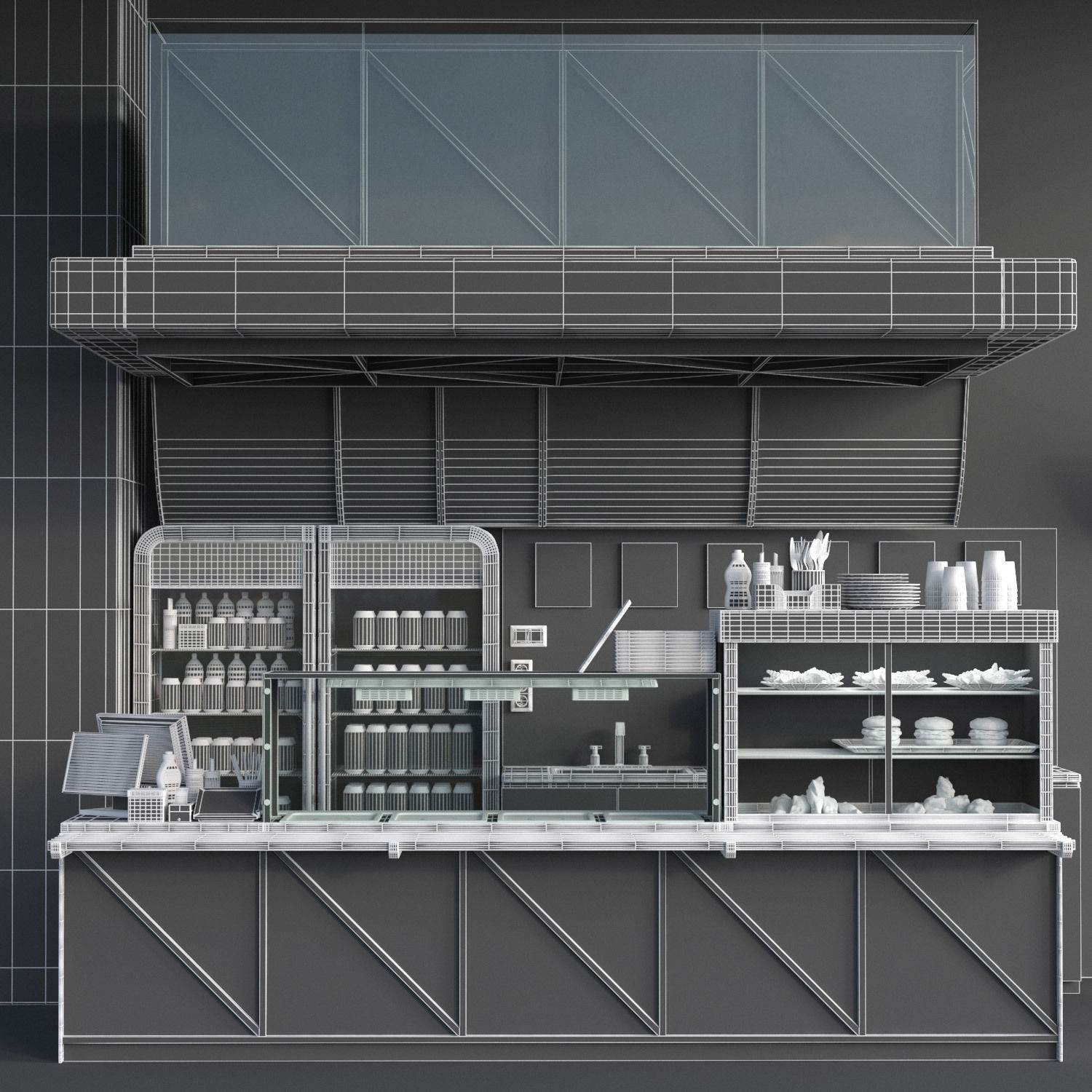 Fastfood and Coffee Kiosk 4 3D model_3