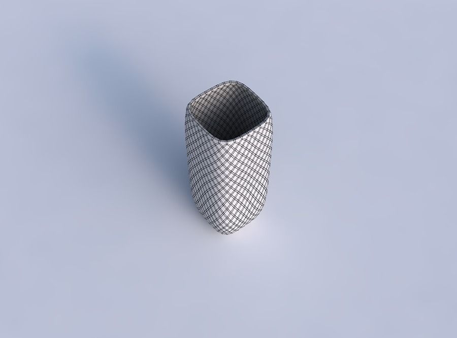 Vase quadratic tall with diagonal grid pattern 3D print model_6