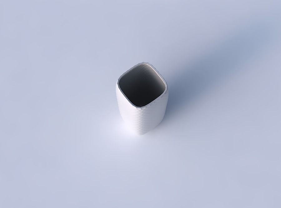 Vase quadratic tall with diagonal grid pattern 3D print model_2