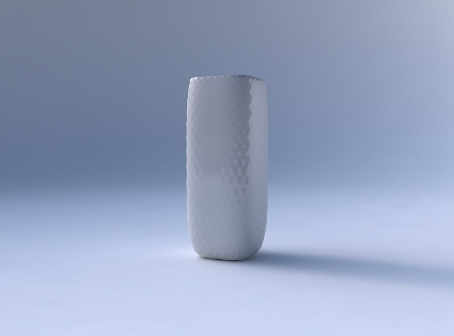 Vase quadratic tall with diagonal grid pattern 3D print model_4