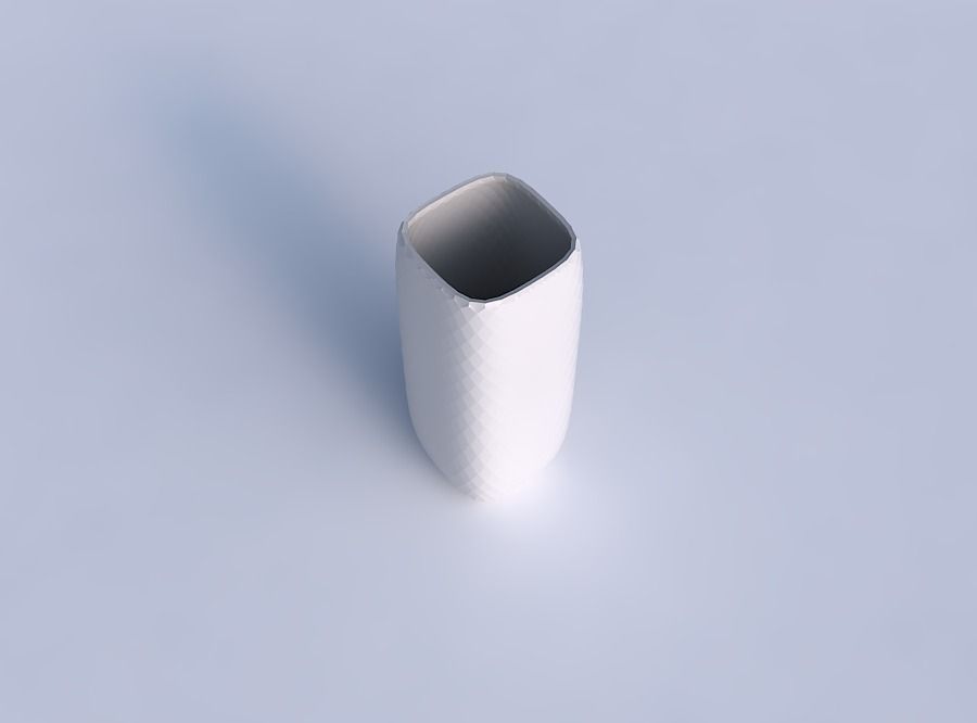 Vase quadratic tall with diagonal grid pattern 3D print model_1