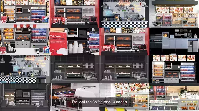 Fastfood and Coffee shop 3D Model Collection