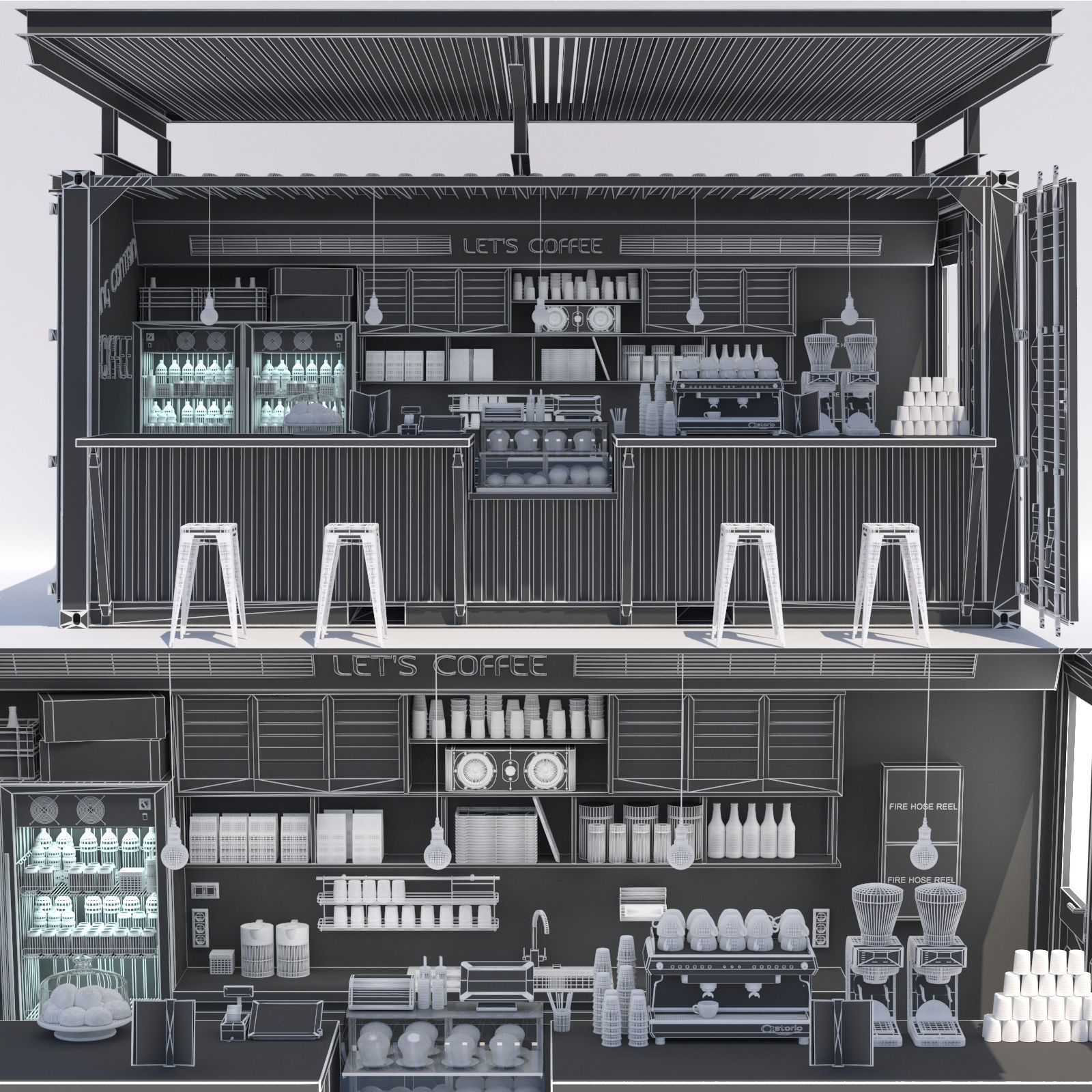 Coffee Kiosk 1 3D model_2