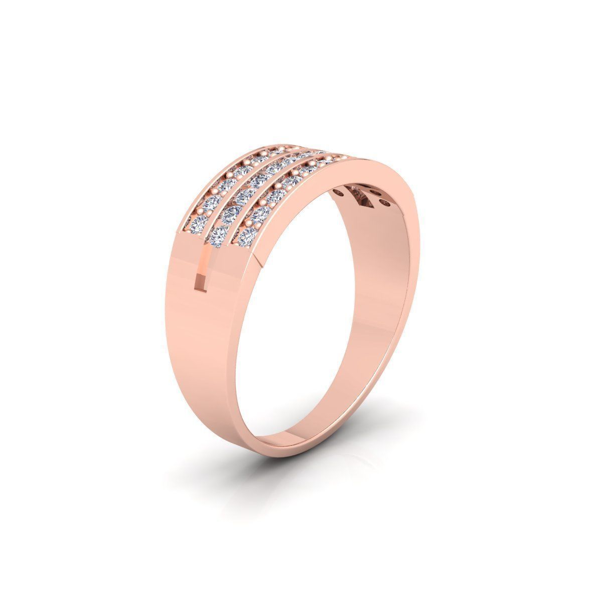 Three Row Mens Ring  3D print model_4