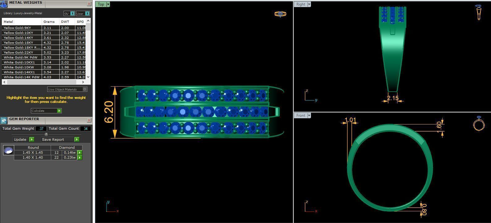 Three Row Mens Ring  3D print model_9