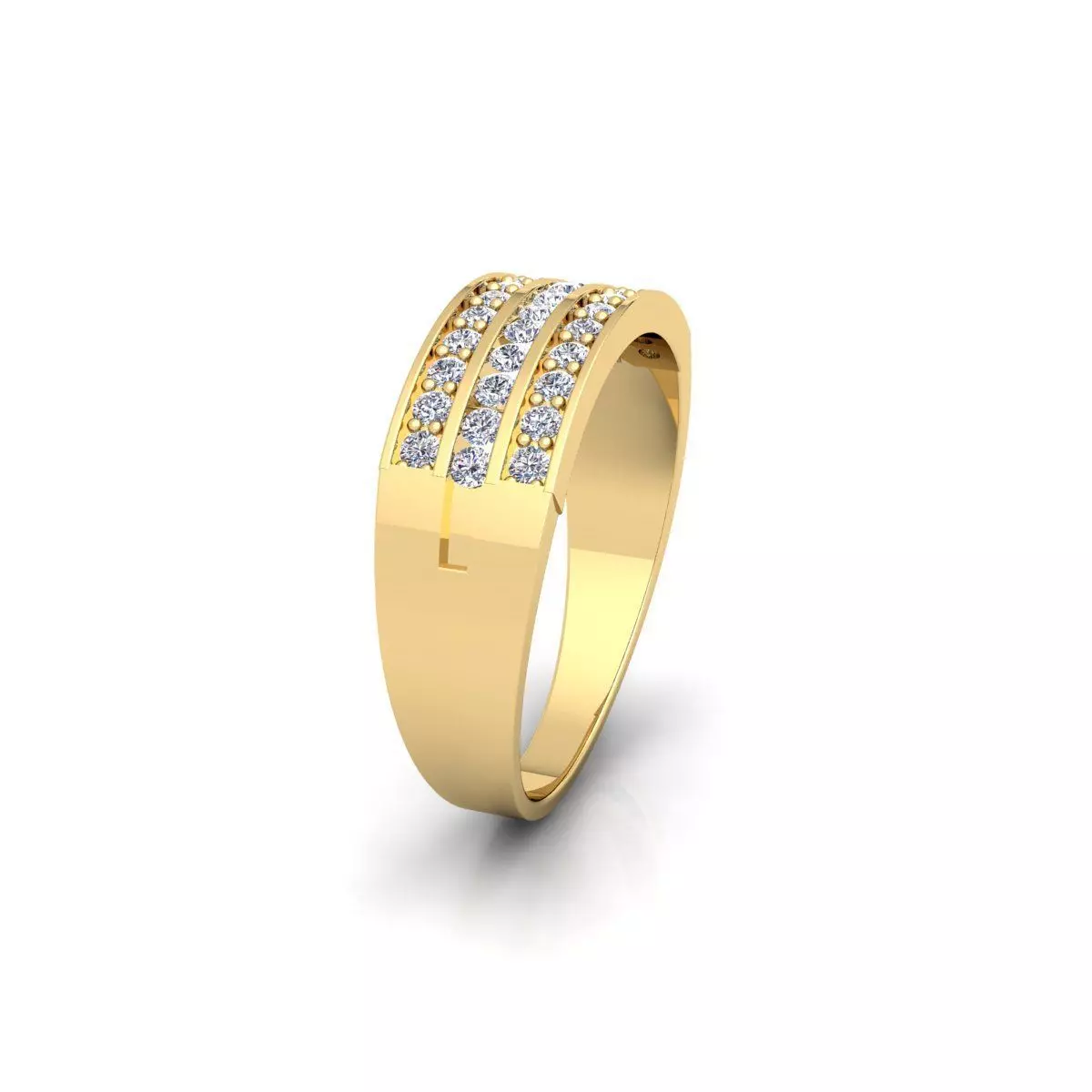 Three Row Mens Ring  3D print model_0