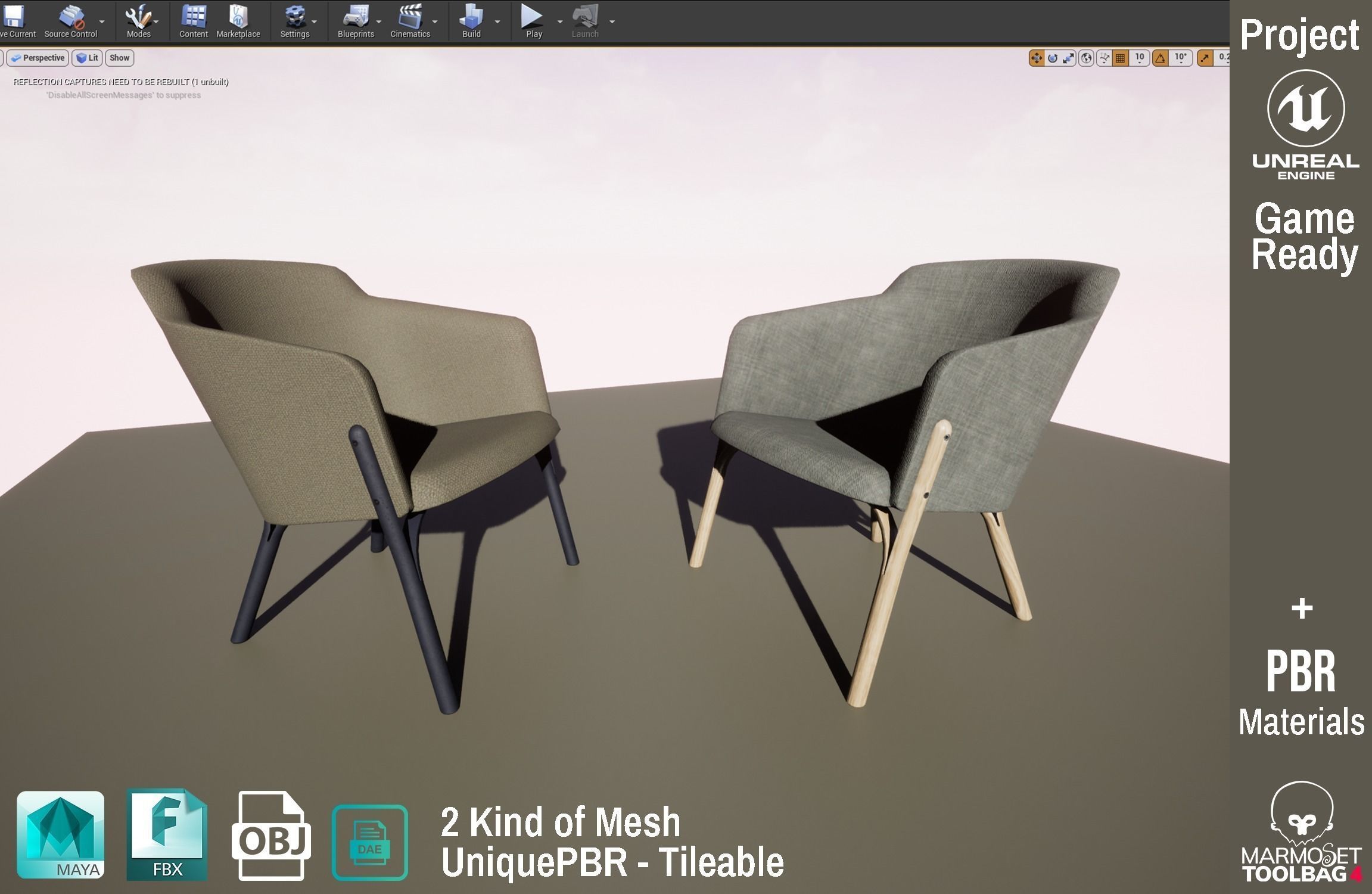 Ton Split Lounge ArmChair Design PBR - Lumion - UE4 Low-poly 3D model_4
