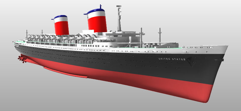 SS United States ocean liner printable model 3D print model_1