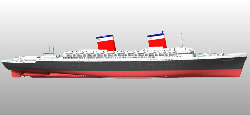 SS United States ocean liner printable model 3D print model_2