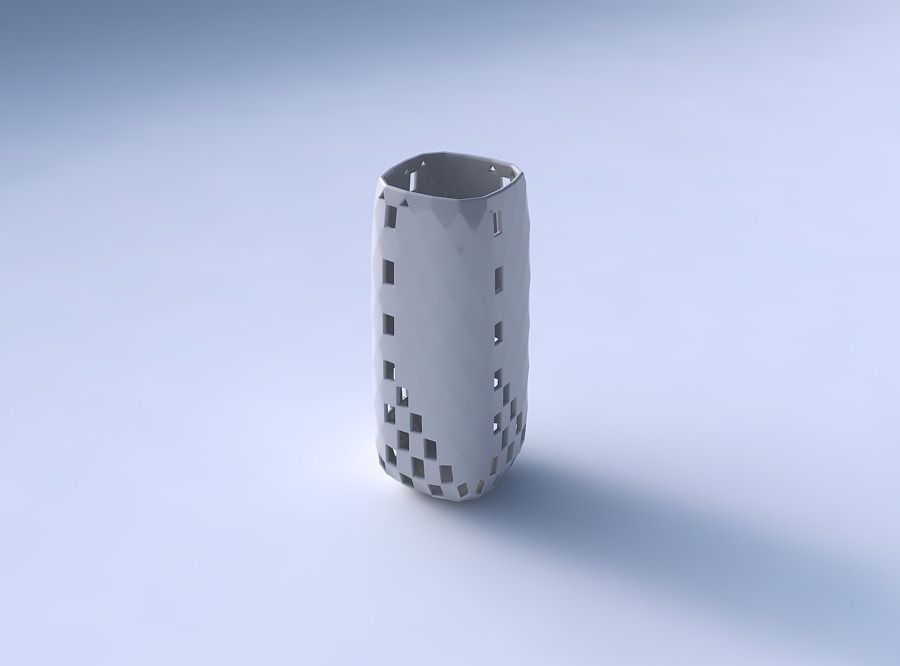 Vase quadratic tall with checker grid lattice 3 3D print model_3