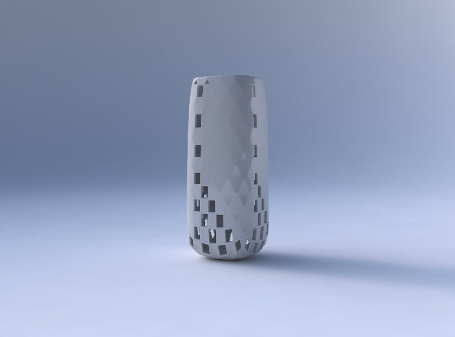 Vase quadratic tall with checker grid lattice 3 3D print model_4