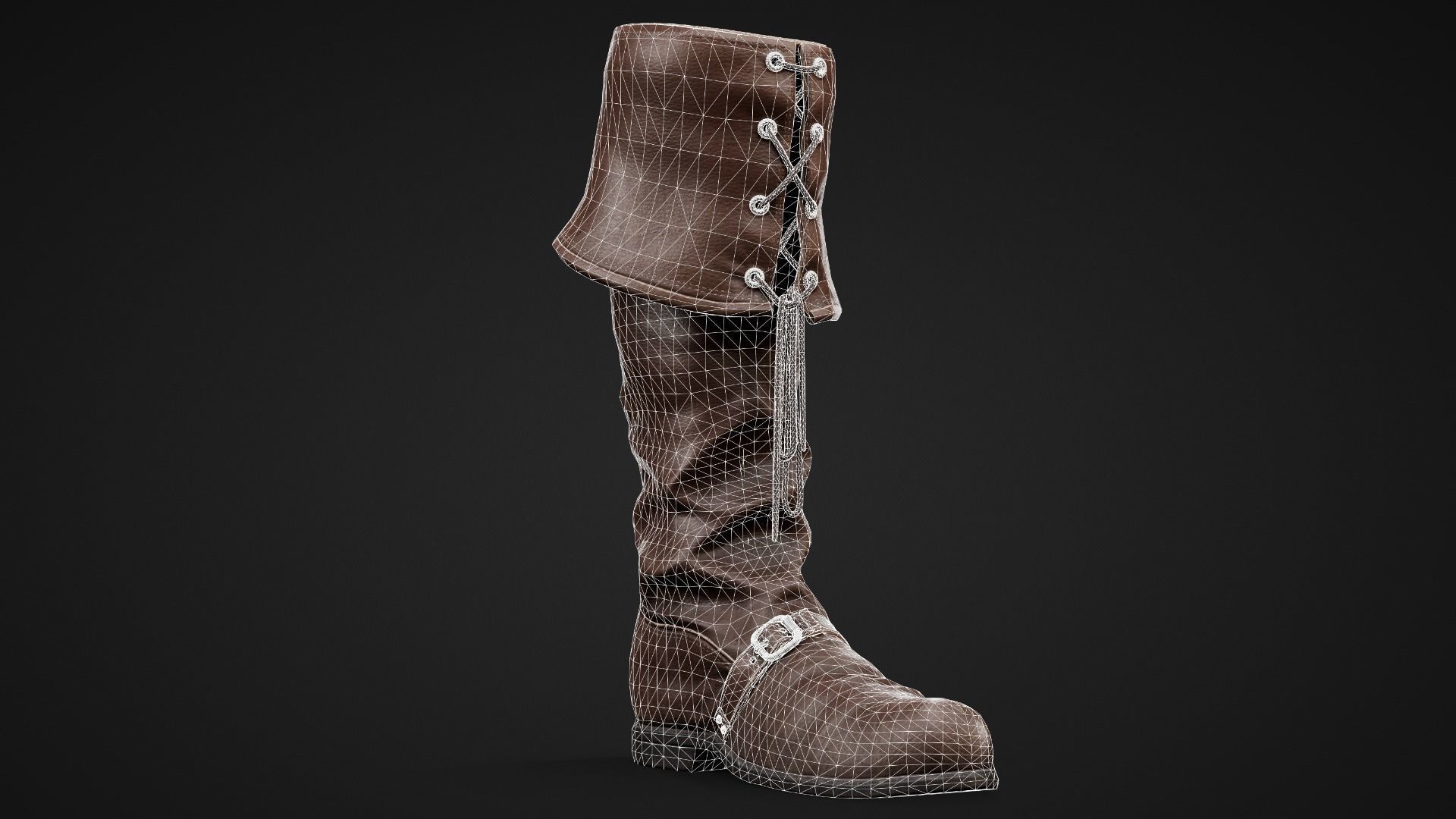 Leather Boots Low-poly 3D model_2
