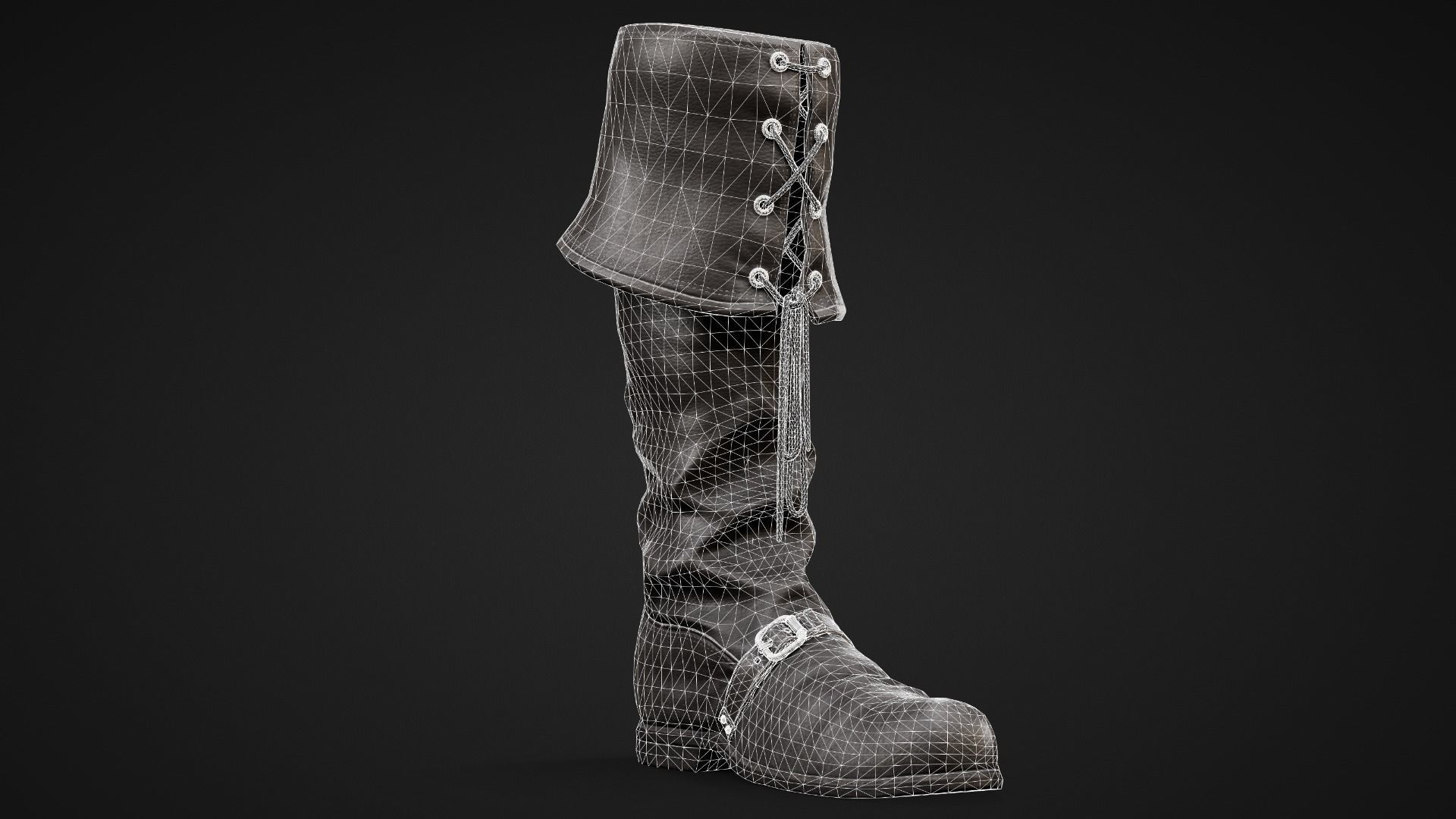 Leather Boots Low-poly 3D model_4