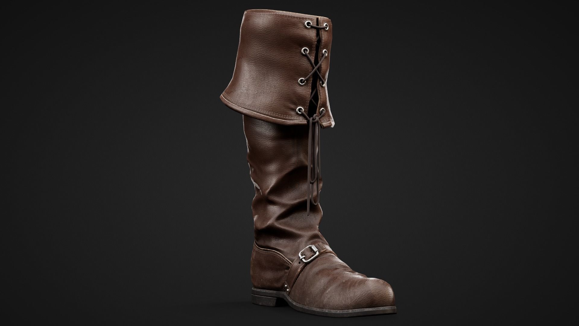Leather Boots Low-poly 3D model_1