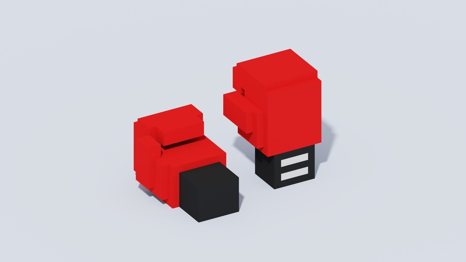 Voxel Boxing Gloves R Low-poly 3D model