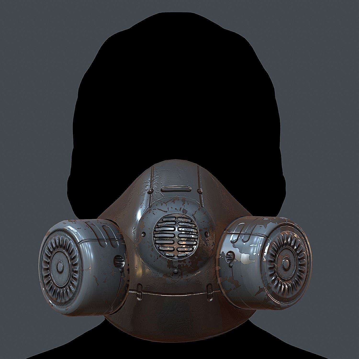 Gas mask helmet 3d model scifi Low-poly  Low-poly 3D model_2