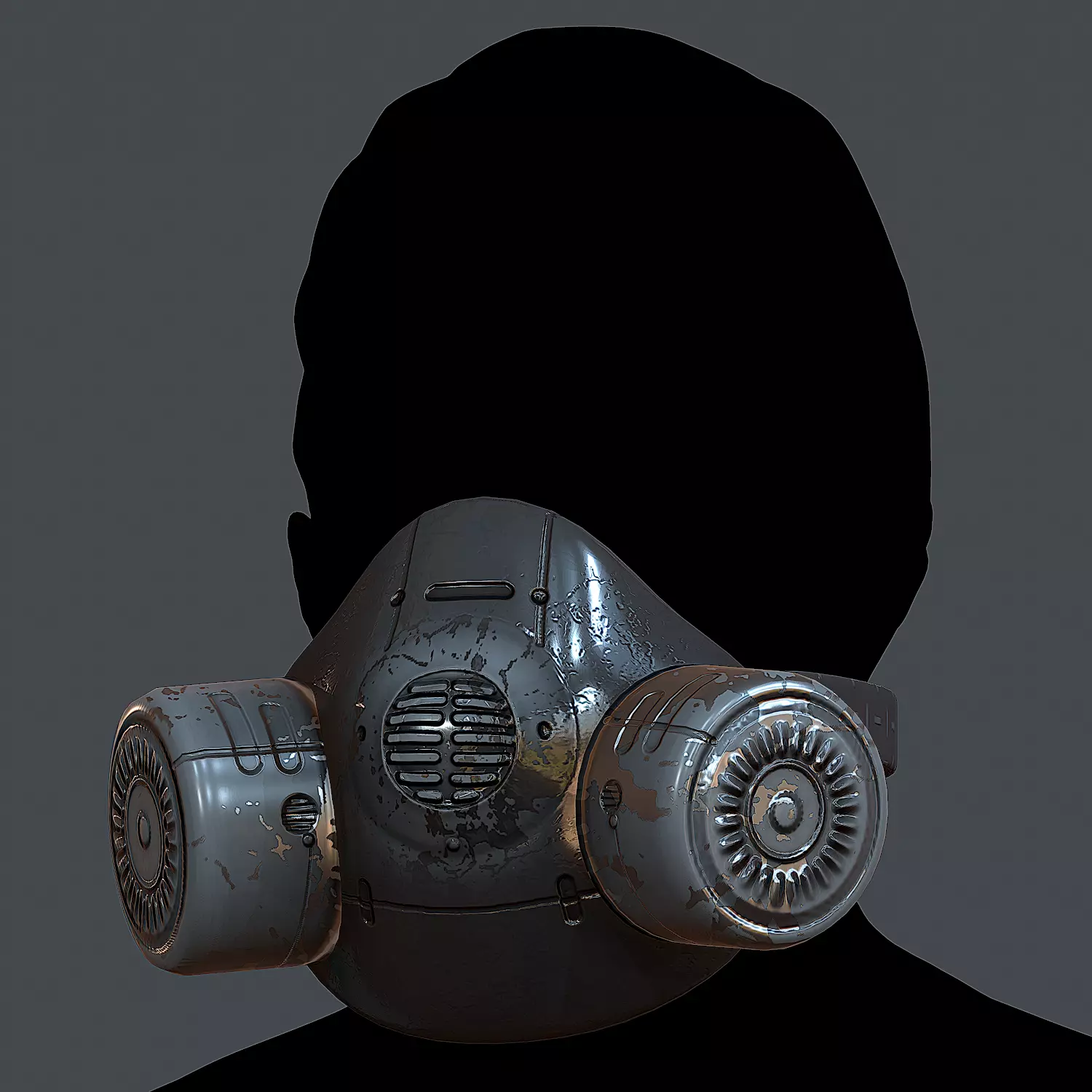 Gas mask helmet 3d model scifi Low-poly  Low-poly 3D model_0