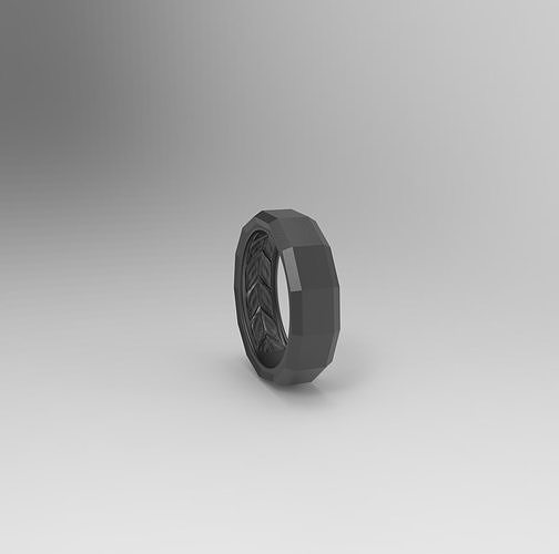 DC009R - Faceted Roman art Ring Band Unisex 3D print model