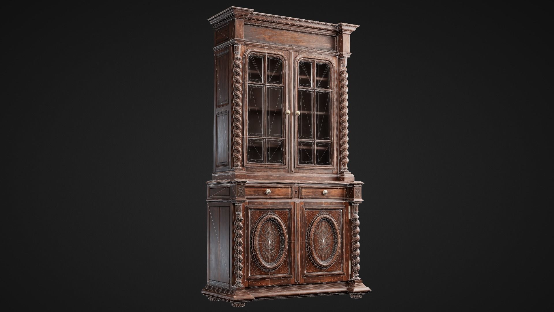 Wooden Cabinet Low-poly 3D model_2