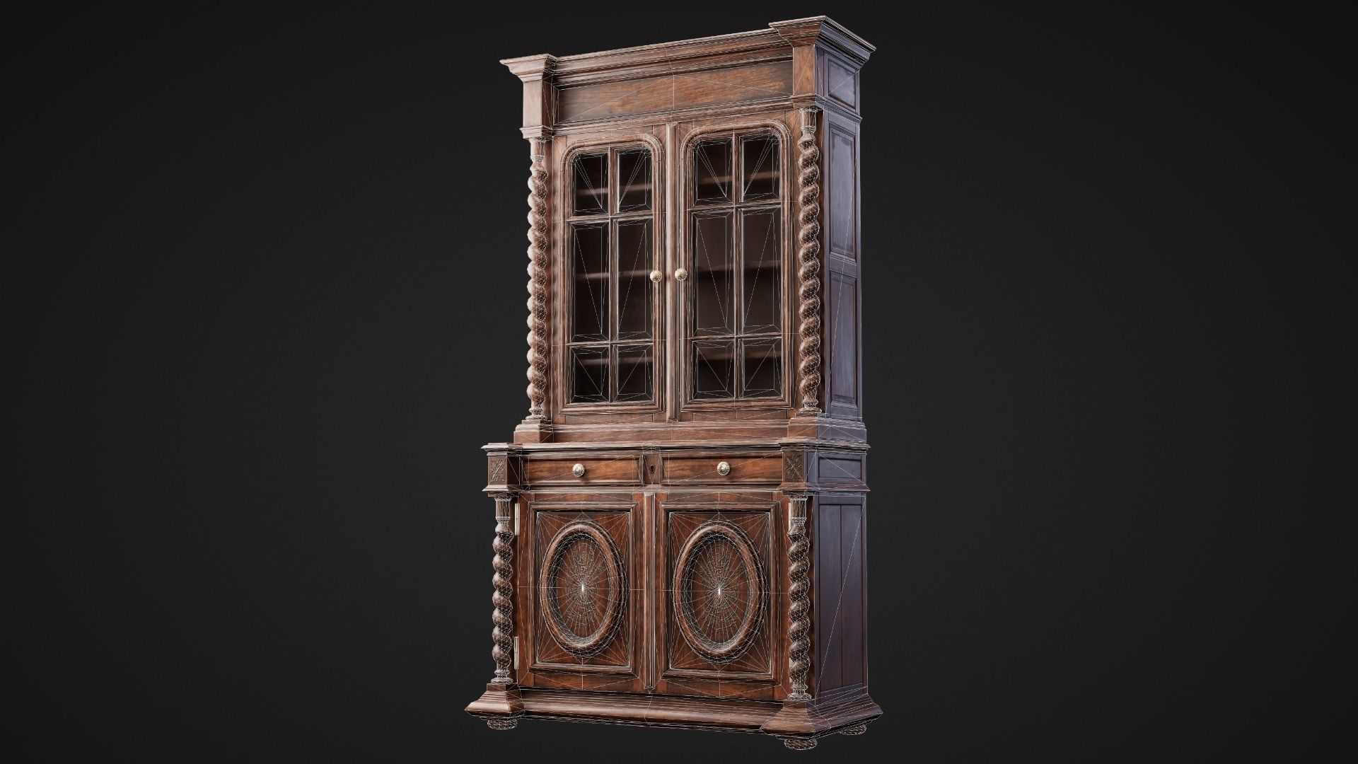 Wooden Cabinet Low-poly 3D model_4