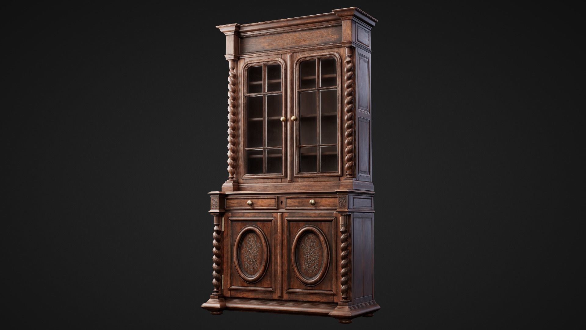 Wooden Cabinet Low-poly 3D model_3