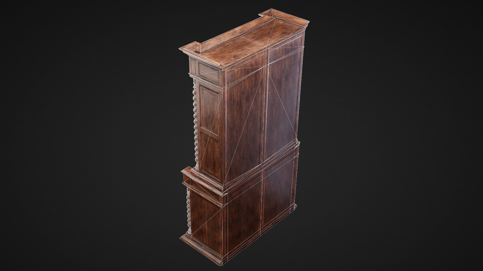 Wooden Cabinet Low-poly 3D model_6