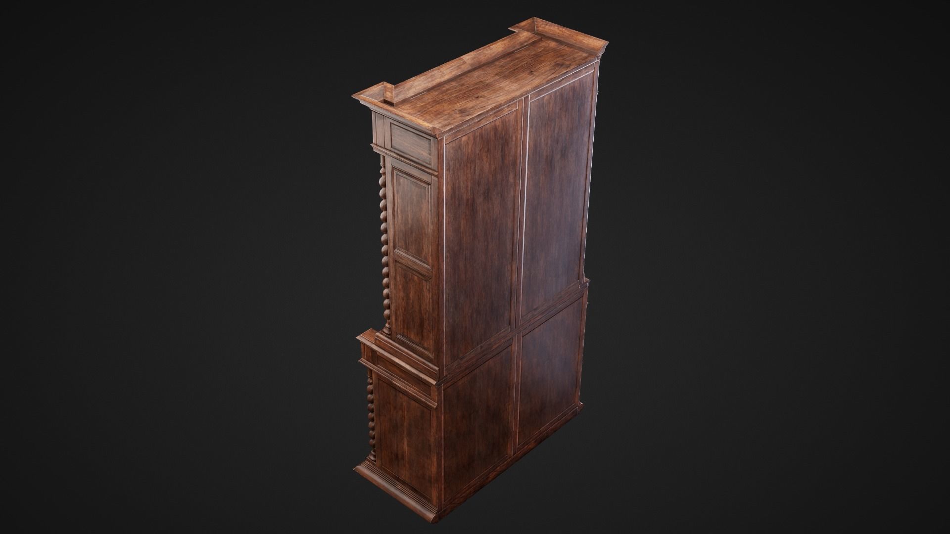 Wooden Cabinet Low-poly 3D model_5