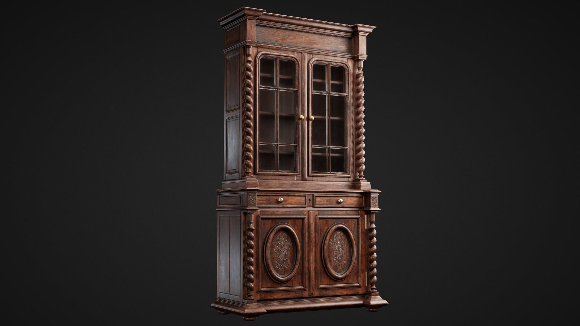 Wooden Cabinet Low-poly 3D model_1
