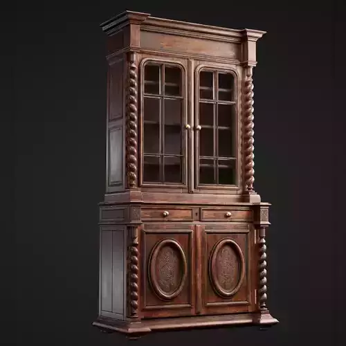 Wooden Cabinet Low-poly 3D model