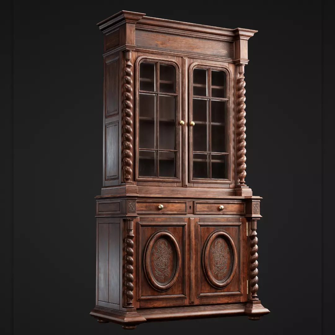 Wooden Cabinet Low-poly 3D model_0