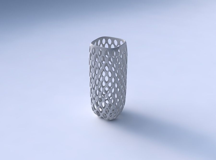 Vase quadratic tall with bubble grid lattice 3D print model_3