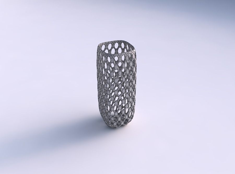 Vase quadratic tall with bubble grid lattice 3D print model_5