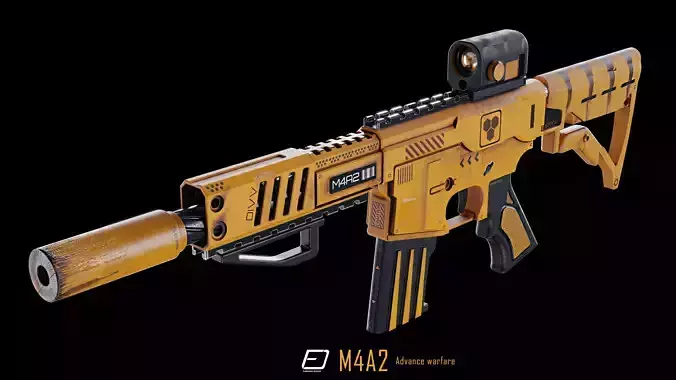 Modern M4A2 PBR Gun Low-poly 3D model
