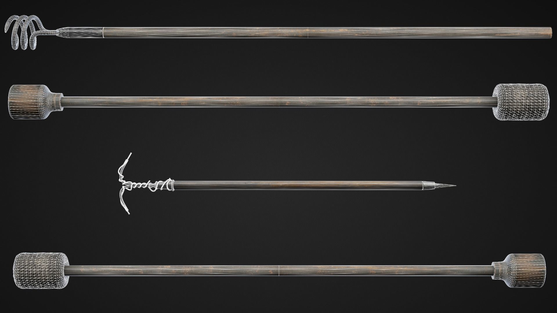 Cannon with balls Low-poly 3D model_10