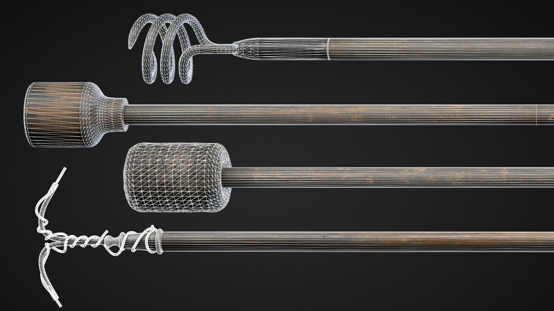 Cannon with balls Low-poly 3D model_8