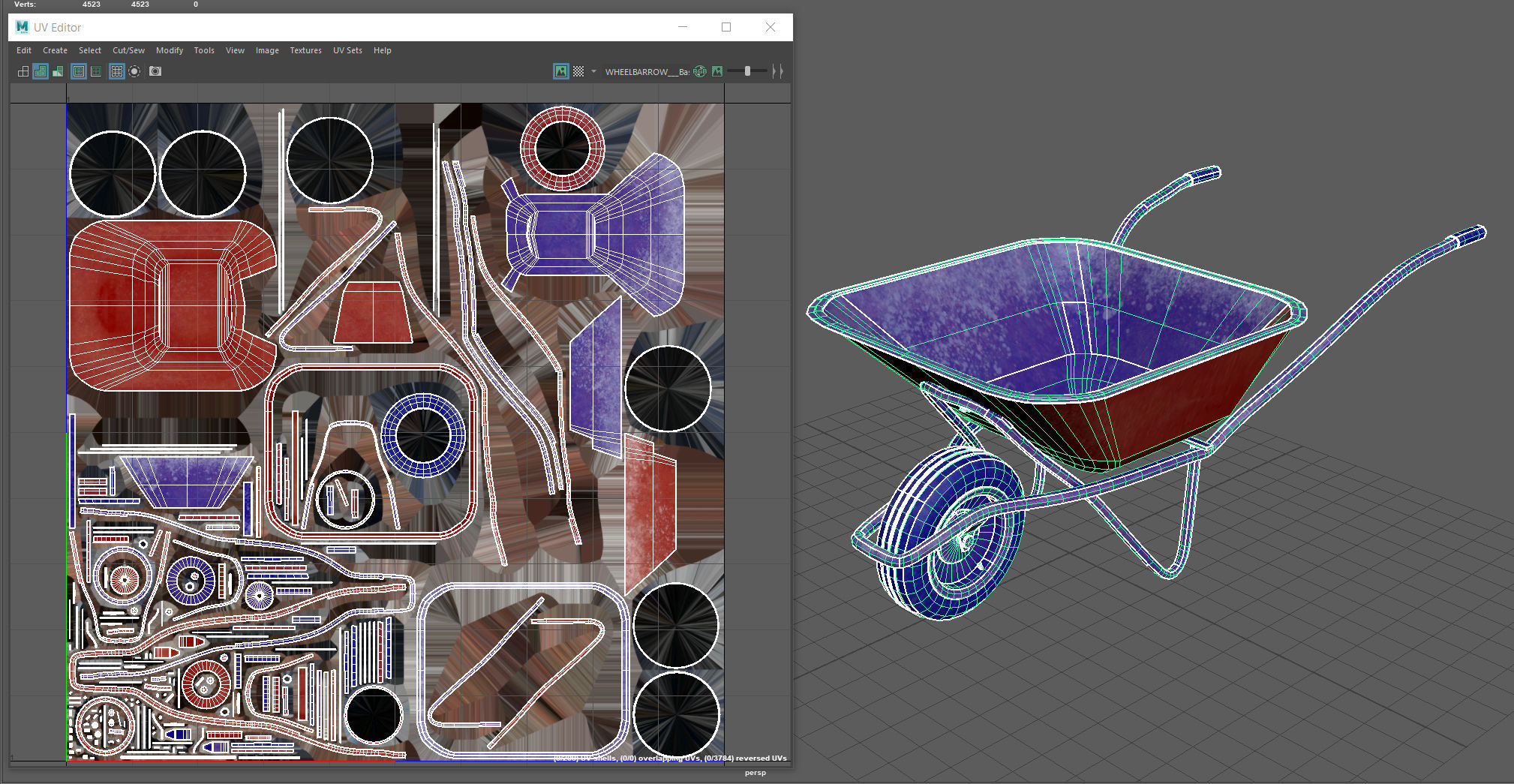 WHEELBARROW old Low-poly 3D model_9