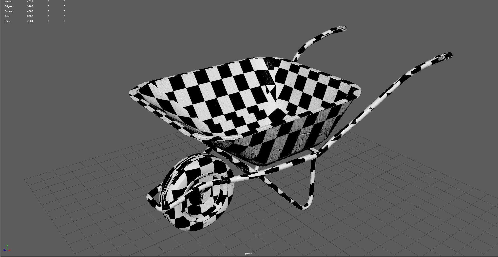 WHEELBARROW old Low-poly 3D model_10