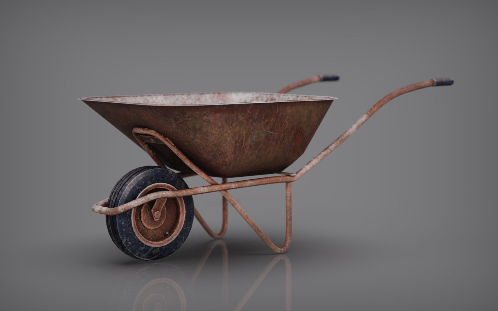 WHEELBARROW old Low-poly 3D model_2