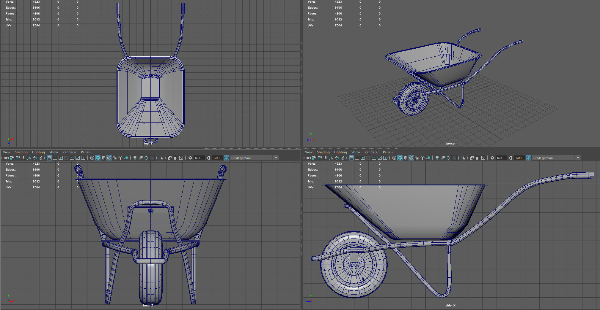 WHEELBARROW old Low-poly 3D model_8