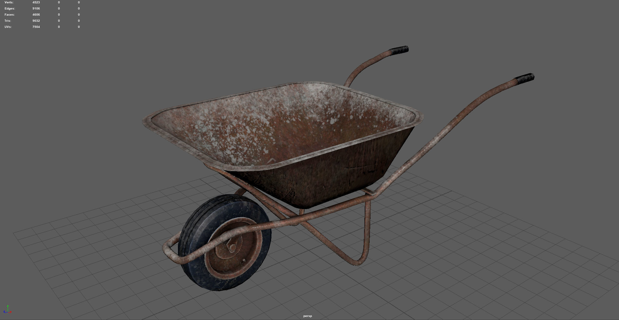 WHEELBARROW old Low-poly 3D model_3