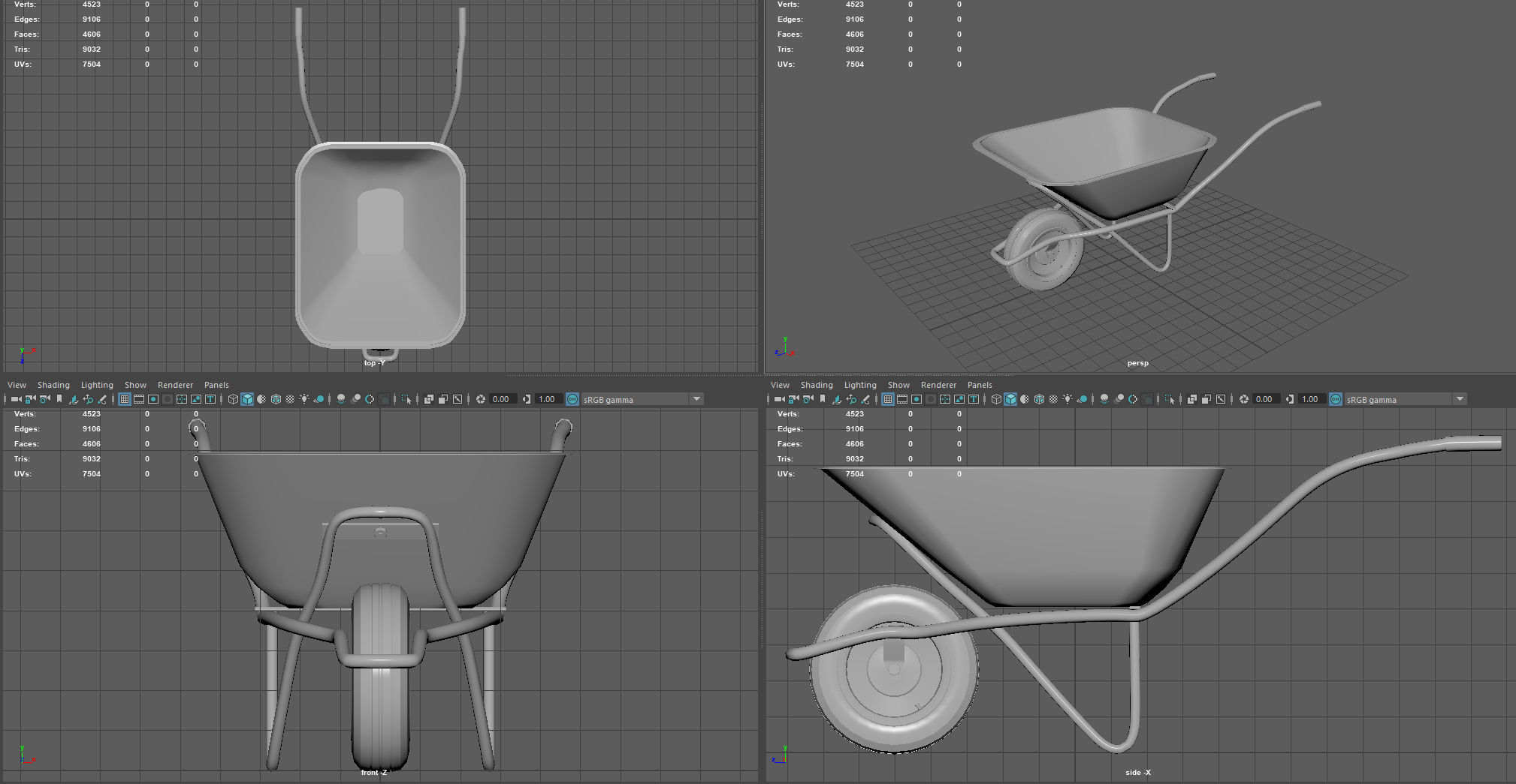 WHEELBARROW old Low-poly 3D model_7