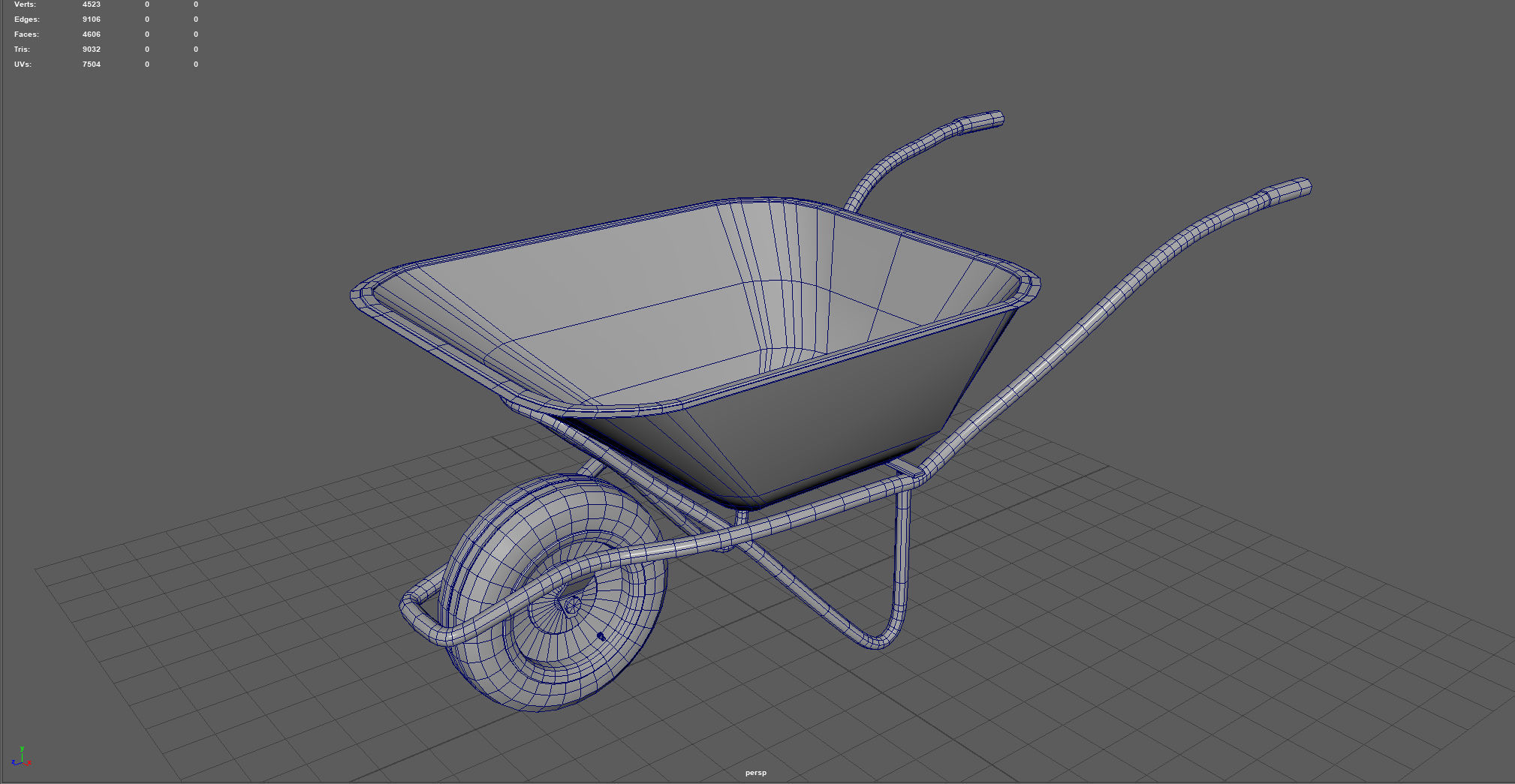 WHEELBARROW old Low-poly 3D model_5