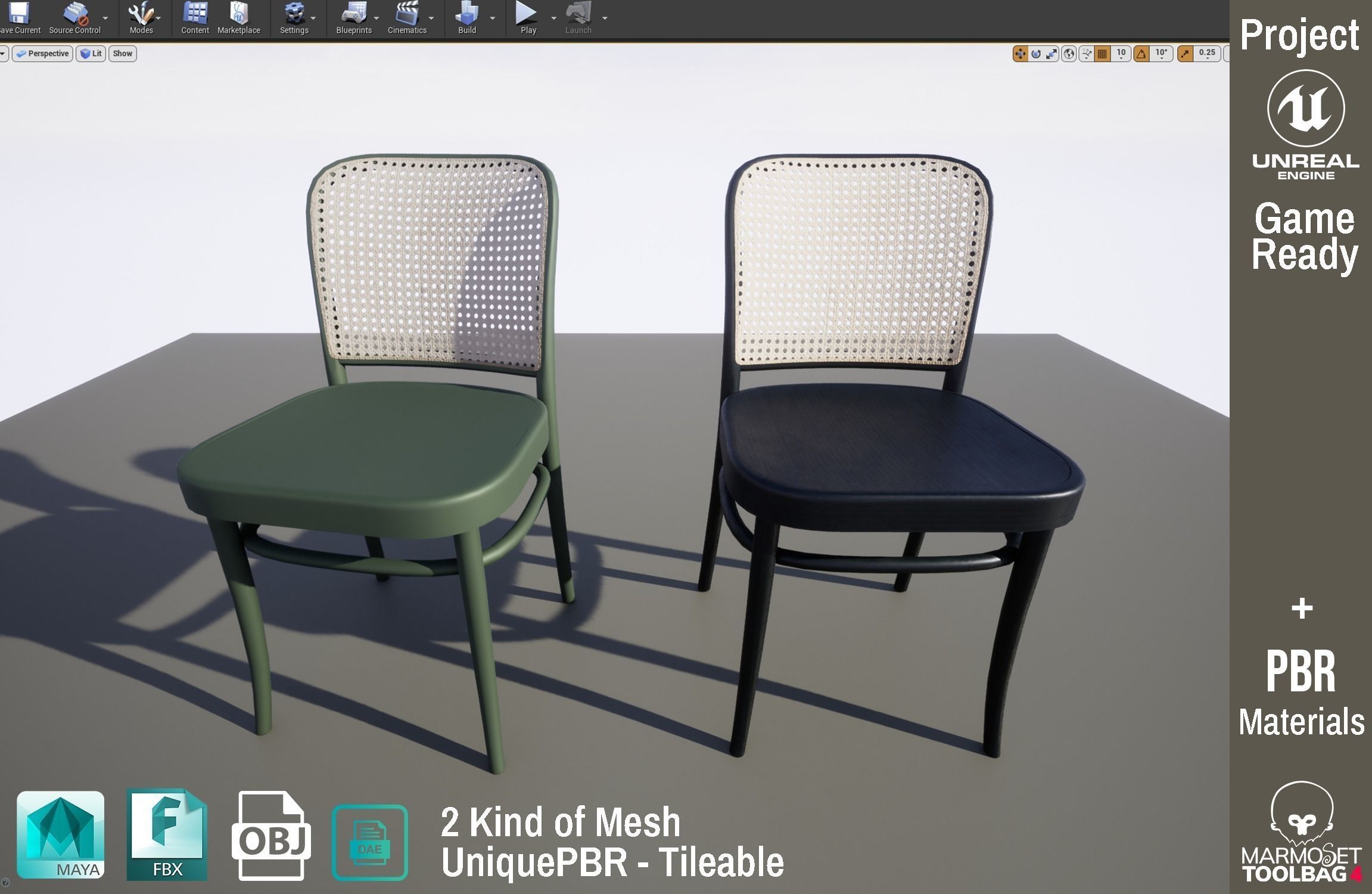 Ton Chair 811 Black Wood Design PBR - Lumion - UE4 Low-poly 3D model_4