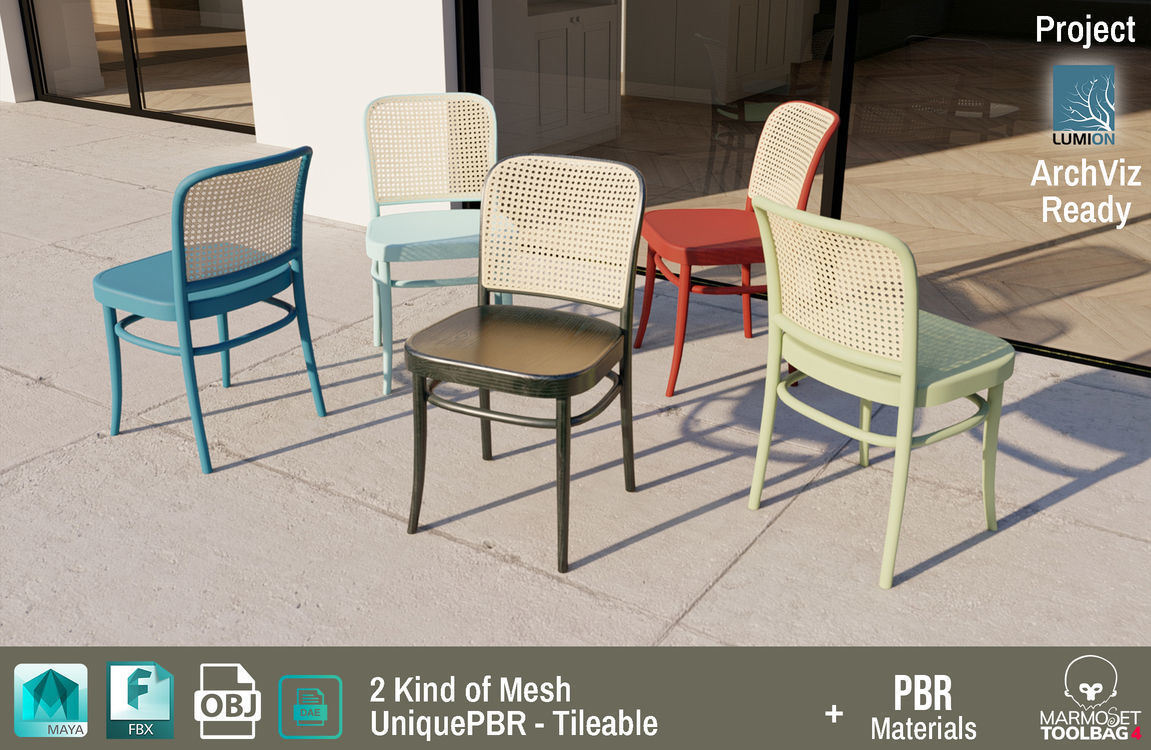 Ton Chair 811 Black Wood Design PBR - Lumion - UE4 Low-poly 3D model_5