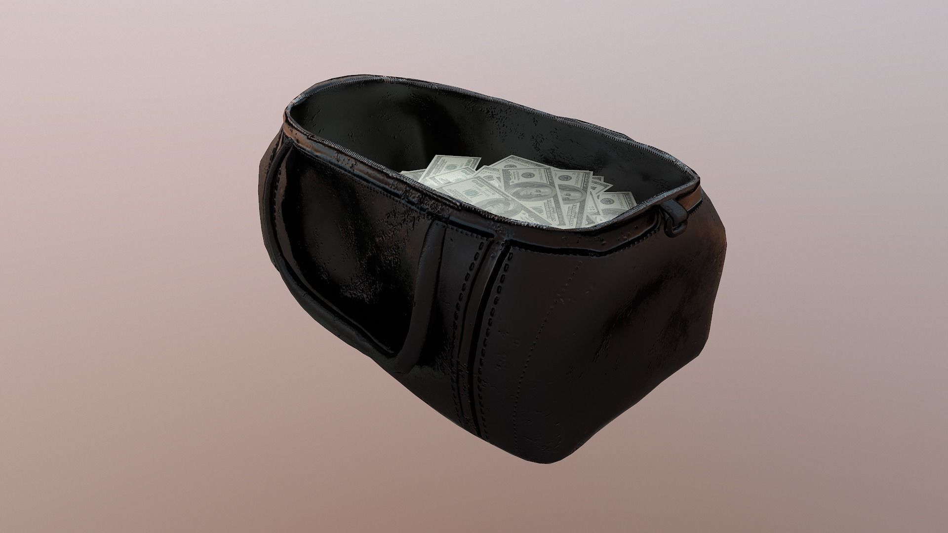 Money Bag Low-poly 3D model_12