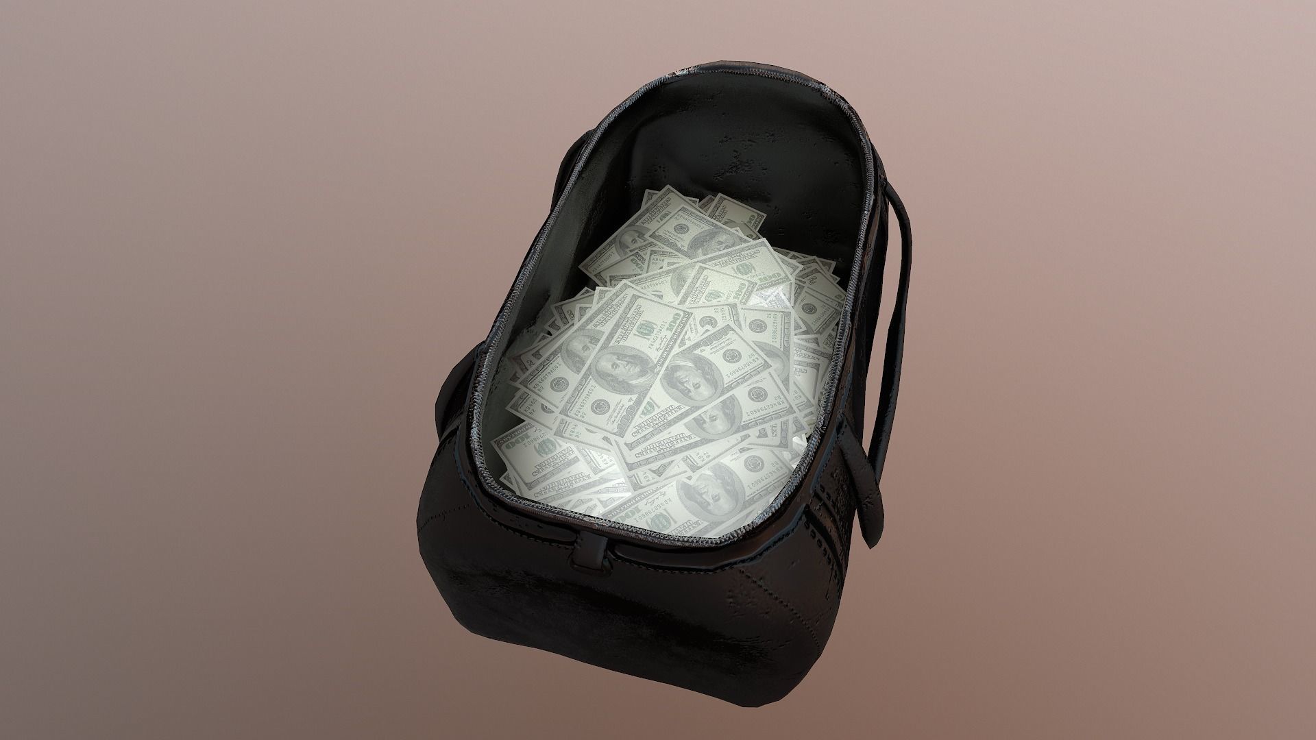 Money Bag Low-poly 3D model_3