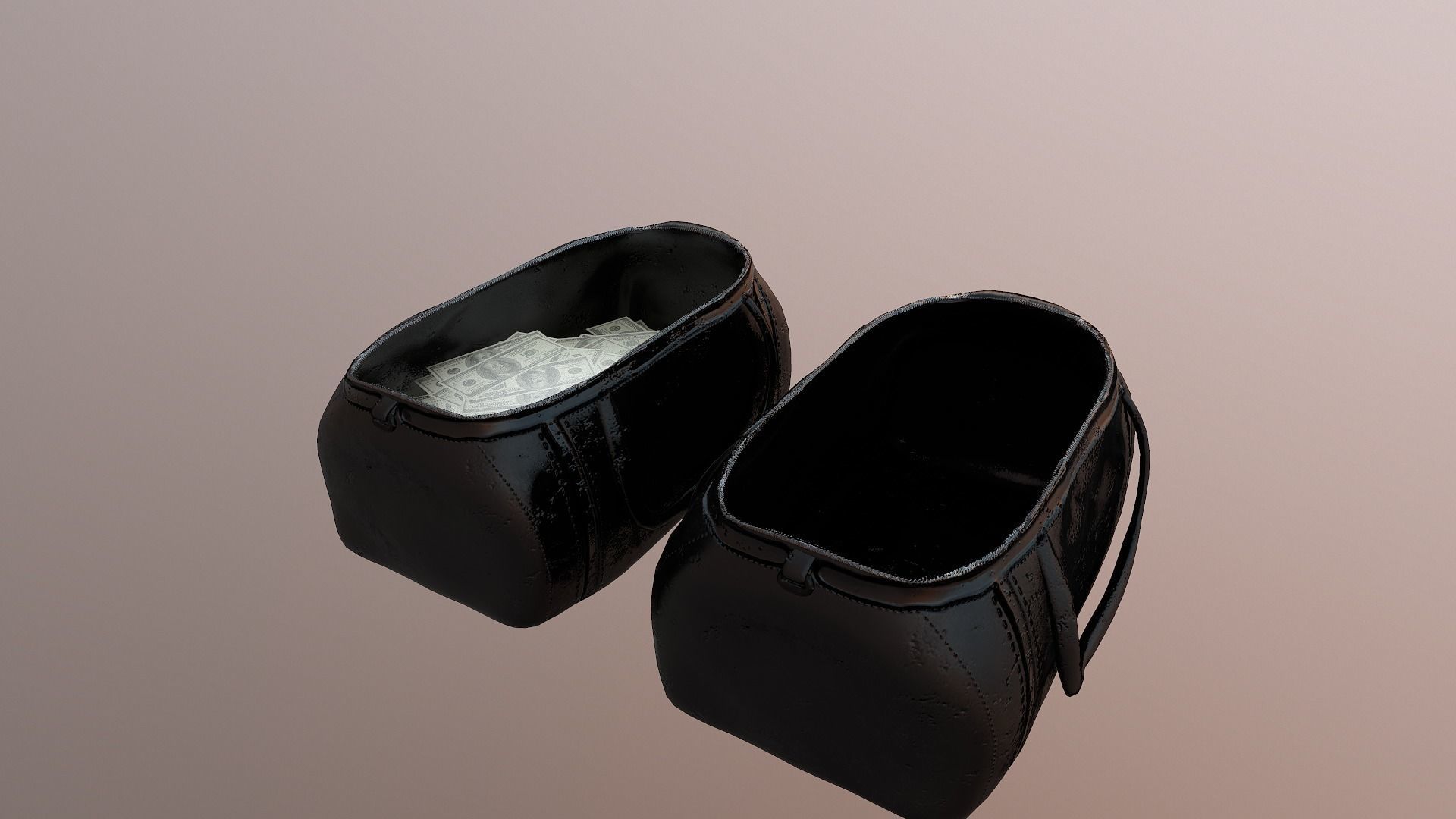 Money Bag Low-poly 3D model_9