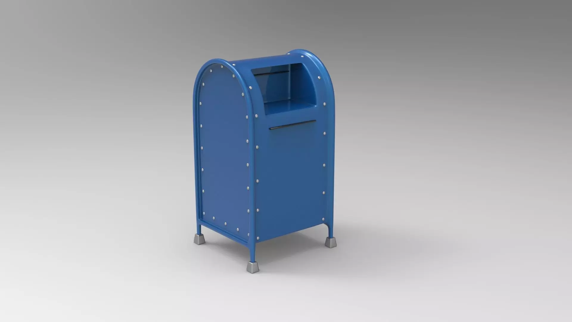 Mailbox metal mail box on wheels Low-poly 3D model_0
