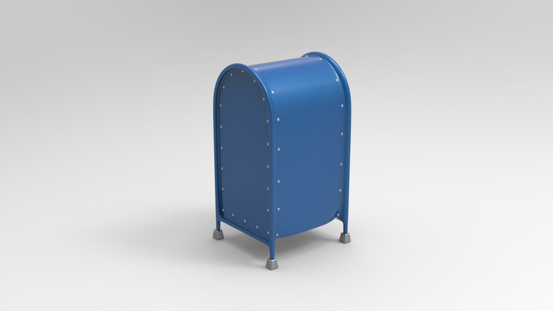 Mailbox metal mail box on wheels Low-poly 3D model_2